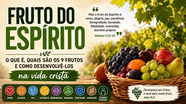 Fruto do Espírito explicado com os 9 frutos de Gálatas 5:22-23 na vida cristã.